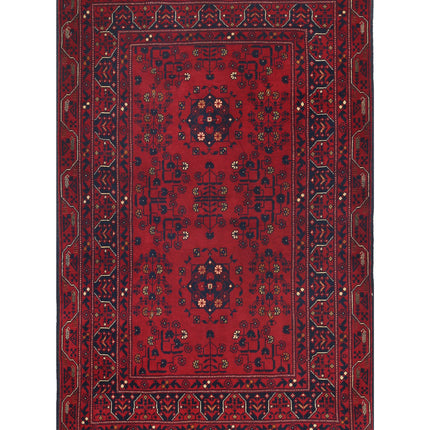 Afghan 3' 2" X 4' 11" Hand Knotted Wool Rug 3' 2" X 4' 11" (97 X 150) / Red / Wool