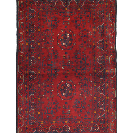 Afghan 3' 2" X 5' 0" Hand Knotted Wool Rug 3' 2" X 5' 0" (97 X 152) / Red / Wool