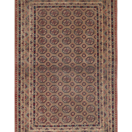 Afghan 3' 4" X 5' 0" Hand Knotted Wool Rug 3' 4" X 5' 0" (101 X 152) / Red / Wool