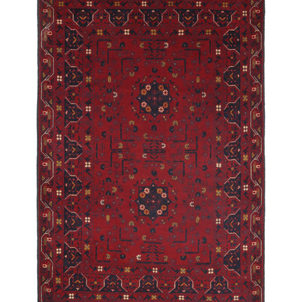 Afghan 3' 2" X 4' 10" Hand Knotted Wool Rug 3' 2" X 4' 10" (97 X 147) / Red / Wool