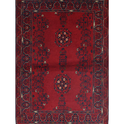 Afghan 3' 3" X 4' 9" Hand Knotted Wool Rug 3' 3" X 4' 9" (99 X 145) / Red / Wool