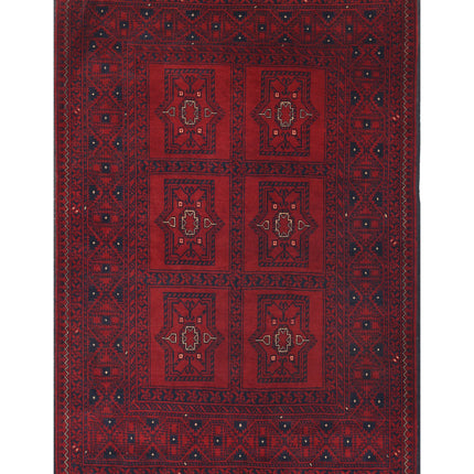 Afghan 3' 3" X 4' 10" Hand Knotted Wool Rug 3' 3" X 4' 10" (99 X 147) / Red / Wool