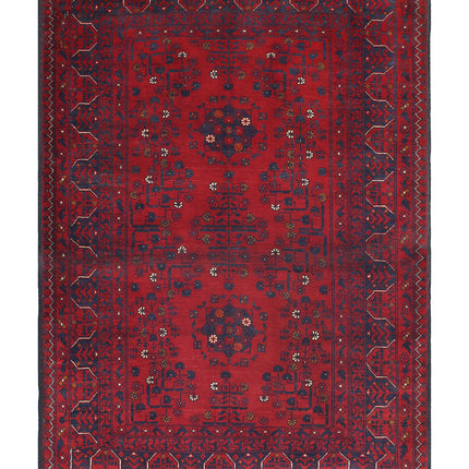 Afghan 3' 3" X 4' 7" Hand Knotted Wool Rug 3' 3" X 4' 7" (99 X 140) / Red / Wool