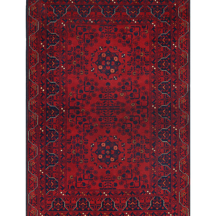 Afghan 3' 2" X 4' 10" Hand Knotted Wool Rug 3' 2" X 4' 10" (97 X 147) / Red / Wool