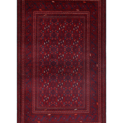 Afghan 3' 8" X 5' 9" Hand Knotted Wool Rug 3' 8" X 5' 9" (112 X 175) / Red / Wool