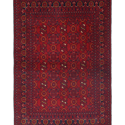 Afghan 3' 2" X 4' 7" Hand Knotted Wool Rug 3' 2" X 4' 7" (97 X 140) / Red / Wool