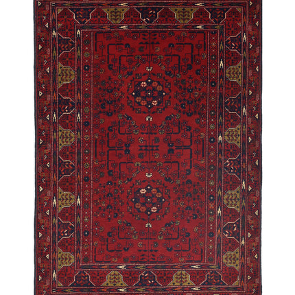 Afghan 3' 3" X 4' 8" Hand Knotted Wool Rug 3' 3" X 4' 8" (99 X 142) / Red / Wool