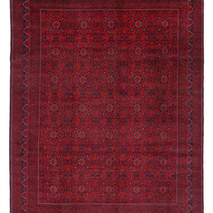 Afghan 10' 0" X 12' 11" Hand Knotted Wool Rug 10' 0" X 12' 11" (305 X 394) / Red / Wool