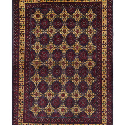 Afghan 6' 6" X 9' 4" Hand Knotted Wool Rug 6' 6" X 9' 4" (198 X 284) / Red / Wool