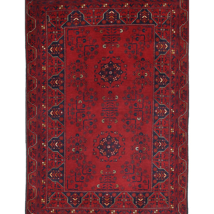 Afghan 3' 3" X 4' 11" Hand Knotted Wool Rug 3' 3" X 4' 11" (99 X 150) / Red / Wool