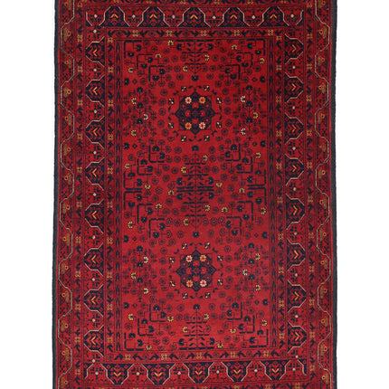 Afghan 3' 3" X 5' 3" Hand Knotted Wool Rug 3' 3" X 5' 3" (99 X 160) / Red / Wool