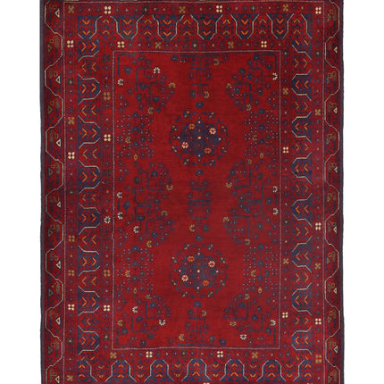 Afghan 3' 3" X 4' 10" Hand Knotted Wool Rug 3' 3" X 4' 10" (99 X 147) / Red / Wool