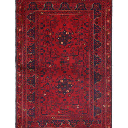 Afghan 3' 2" X 4' 10" Hand Knotted Wool Rug 3' 2" X 4' 10" (97 X 147) / Red / Wool