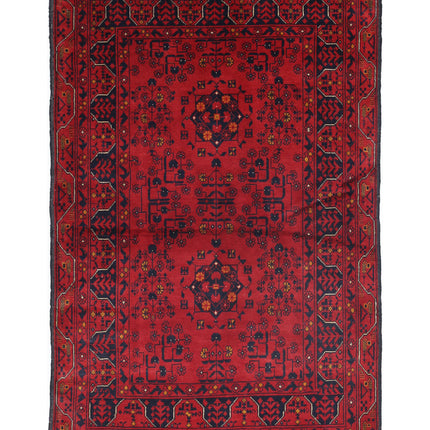 Afghan 3' 3" X 4' 11" Hand Knotted Wool Rug 3' 3" X 4' 11" (99 X 150) / Red / Wool