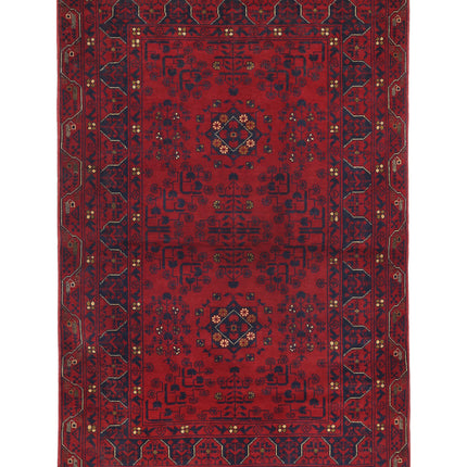 Afghan 3' 3" X 5' 0" Hand Knotted Wool Rug 3' 3" X 5' 0" (99 X 152) / Red / Wool