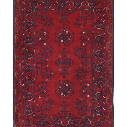 Afghan 3' 3" X 4' 10" Hand Knotted Wool Rug 3' 3" X 4' 10" (99 X 147) / Red / Wool