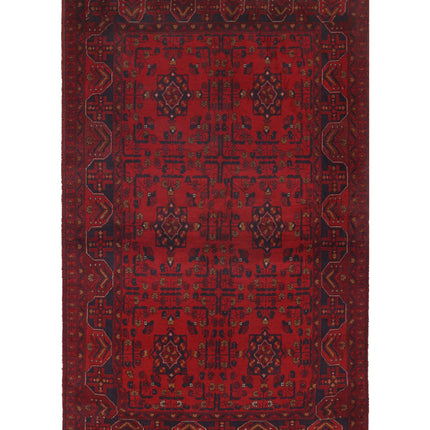 Afghan 4' 1" X 6' 9" Hand Knotted Wool Rug 4' 1" X 6' 9" (124 X 206) / Red / Wool