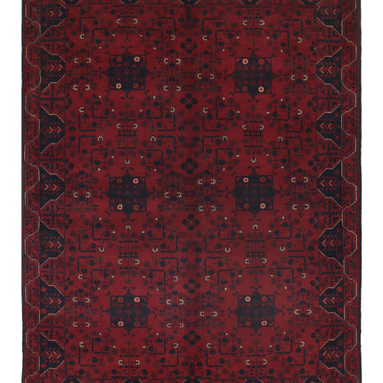 Afghan 4' 9" X 6' 5" Hand Knotted Wool Rug 4' 9" X 6' 5" (145 X 196) / Red / Wool