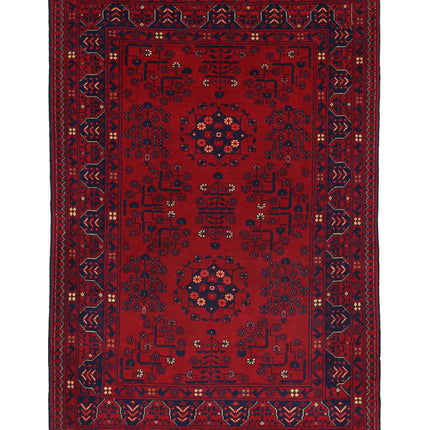 Afghan 3' 3" X 4' 9" Hand Knotted Wool Rug 3' 3" X 4' 9" (99 X 145) / Red / Wool