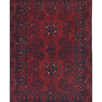 Afghan 3' 3" X 4' 7" Hand Knotted Wool Rug 3' 3" X 4' 7" (99 X 140) / Red / Wool