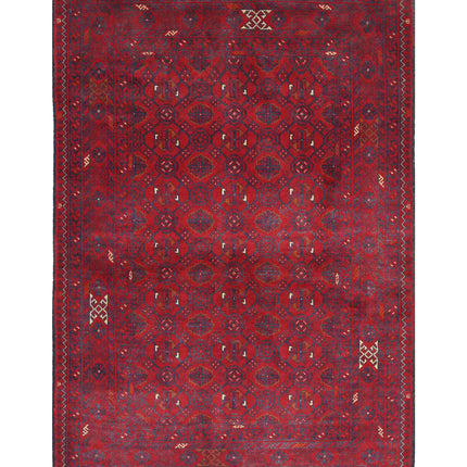 Afghan 3' 3" X 4' 9" Hand Knotted Wool Rug 3' 3" X 4' 9" (99 X 145) / Red / Wool