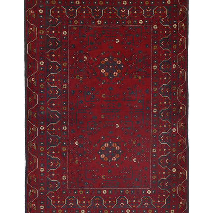 Afghan 3' 3" X 4' 9" Hand Knotted Wool Rug 3' 3" X 4' 9" (99 X 145) / Red / Wool