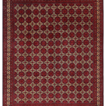 Afghan 13' 1" X 15' 9" Hand Knotted Wool Rug 13' 1" X 15' 9" (399 X 480) / Red / Wool