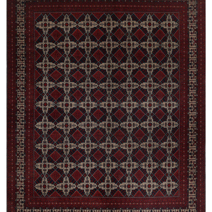 Afghan 9' 10" X 12' 4" Hand Knotted Wool Rug 9' 10" X 12' 4" (300 X 376) / Red / Wool