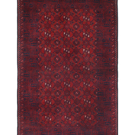 Afghan 3' 8" X 5' 9" Hand Knotted Wool Rug 3' 8" X 5' 9" (112 X 175) / Red / Wool