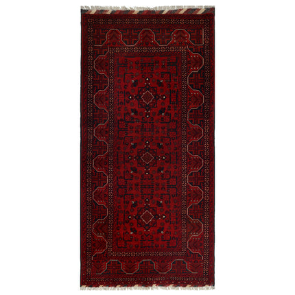 Afghan 3' 1" X 6' 4" Hand Knotted Wool Rug 3' 1" X 6' 4" (94 X 193) / Red / Wool