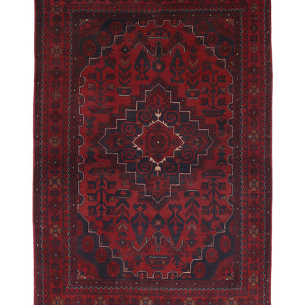 Afghan 3' 3" X 4' 11" Hand Knotted Wool Rug 3' 3" X 4' 11" (99 X 150) / Red / Wool