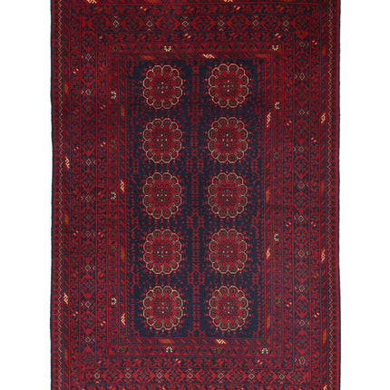 Afghan 3' 3" X 4' 9" Hand Knotted Wool Rug 3' 3" X 4' 9" (99 X 145) / Red / Wool