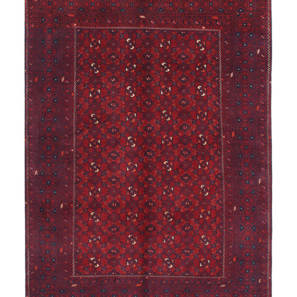 Afghan 5' 5" X 7' 7" Hand Knotted Wool Rug 5' 5" X 7' 7" (165 X 231) / Red / Wool