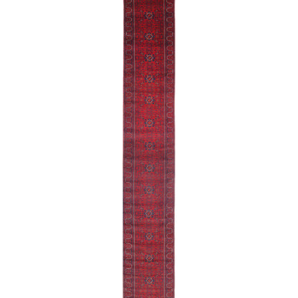 Afghan 2' 6" X 22' 1" Hand Knotted Wool Rug 2' 6" X 22' 1" (76 X 673) / Red / Wool