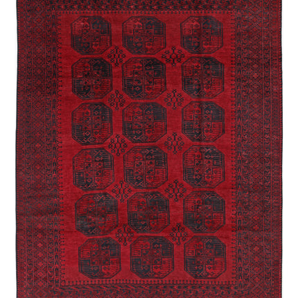 Afghan 8' 2" X 10' 11" Hand Knotted Wool Rug 8' 2" X 10' 11" (249 X 333) / Red / Wool