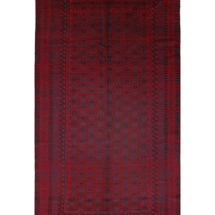 Afghan 6' 2" X 11' 0" Hand Knotted Wool Rug 6' 2" X 11' 0" (188 X 335) / Red / Wool