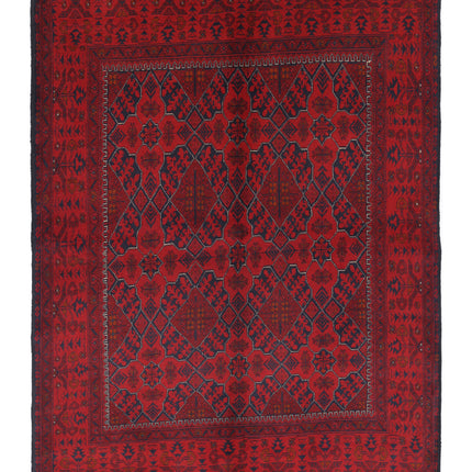 Afghan 4' 11" X 6' 6" Hand Knotted Wool Rug 4' 11" X 6' 6" (150 X 198) / Red / Wool