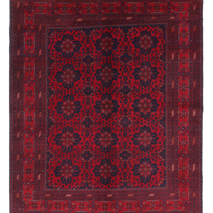 Afghan 4' 11" X 6' 4" Hand Knotted Wool Rug 4' 11" X 6' 4" (150 X 193) / Red / Wool