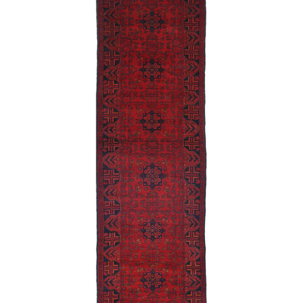 Afghan 2' 9" X 9' 4" Hand Knotted Wool Rug 2' 9" X 9' 4" (84 X 284) / Red / Wool