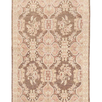 Artemix 3' 6" X 5' 1" Hand Knotted Wool Rug 3' 6" X 5' 1" (107 X 155) / Brown / Wool