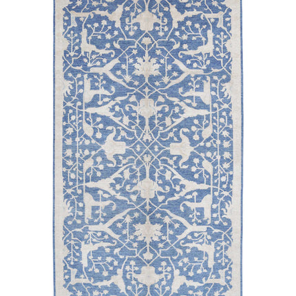 Artemix 4' 11" X 9' 4" Hand Knotted Wool Rug 4' 11" X 9' 4" (150 X 284) / Blue / Wool