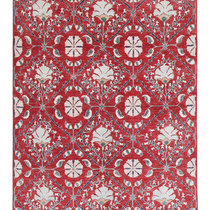 Artemix 5' 6" X 7' 6" Hand Knotted Wool Rug 5' 6" X 7' 6" (168 X 229) / Red / Wool