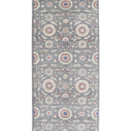 Artemix 5' 0" X 11' 8" Hand Knotted Wool Rug 5' 0" X 11' 8" (152 X 356) / Grey / Wool