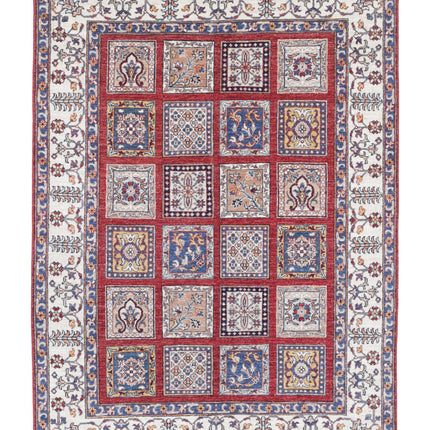 Bakhtiari 4' 9" X 6' 8" Hand Knotted Wool Rug 4' 9" X 6' 8" (145 X 203) / Red / Wool