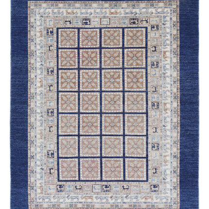 Bakhtiari 4' 10" X 6' 3" Hand Knotted Wool Rug 4' 10" X 6' 3" (147 X 191) / Blue / Wool