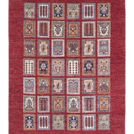 Bakhtiari 4' 9" X 6' 7" Hand Knotted Wool Rug 4' 9" X 6' 7" (145 X 201) / Red / Wool