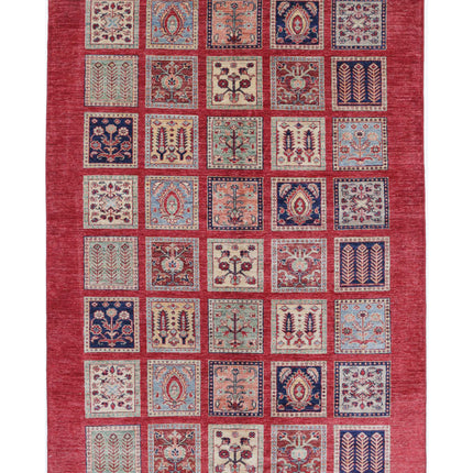 Bakhtiari 5' 4" X 8' 0" Hand Knotted Wool Rug 5' 4" X 8' 0" (162 X 244) / Red / Wool