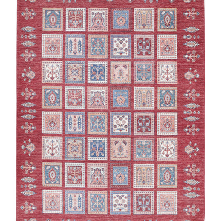 Bakhtiari 5' 6" X 7' 6" Hand Knotted Wool Rug 5' 6" X 7' 6" (168 X 229) / Red / Wool
