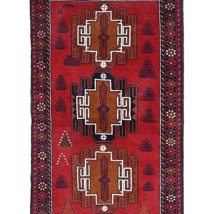 Baluch 3' 5" X 5' 9" Hand Knotted Wool Rug 3' 5" X 5' 9" (104 X 175) / Red / Wool