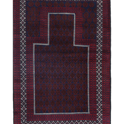 Baluch 3' 2" X 4' 8" Hand Knotted Wool Rug 3' 2" X 4' 8" (97 X 142) / Red / Wool